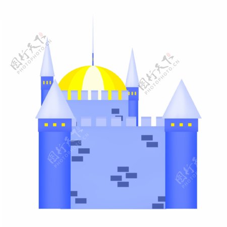 蓝色的建筑城堡插画