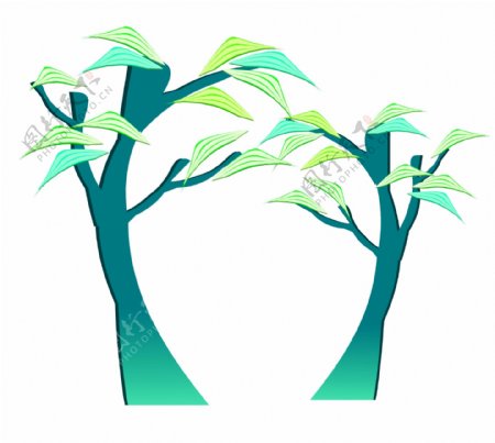 精美的绿色树木插画