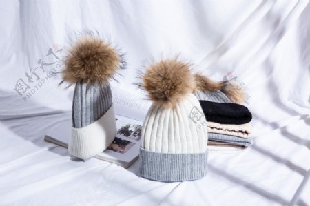时尚毛球毛线帽针织帽30