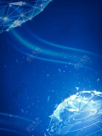 蓝色科技晶格化数字技术商务背景图