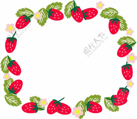 草莓春季框框插画