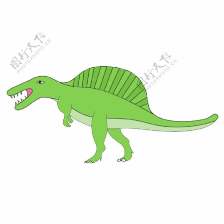 卡通绿色恐龙插画