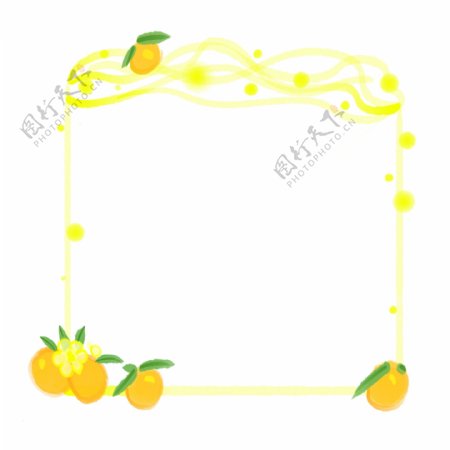 黄色橘子边框插画