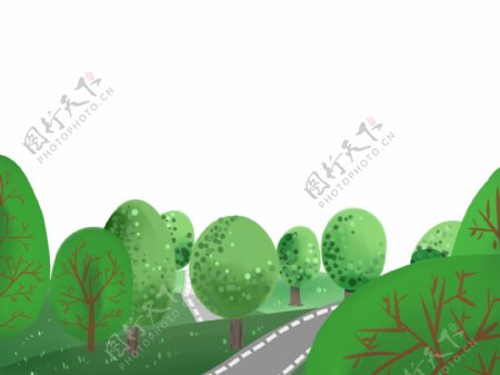 春天景色森林绿树绿色海报边框