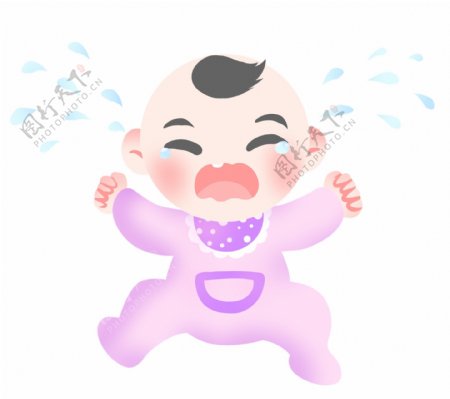 哭泣的婴儿宝贝插画