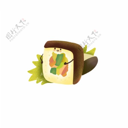 黄瓜海苔日本料理寿司美味卡通形象可爱