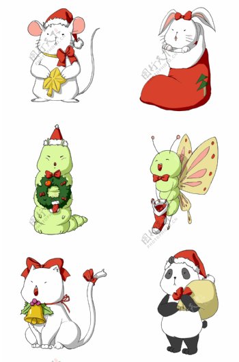 圣诞节手绘卡通动物