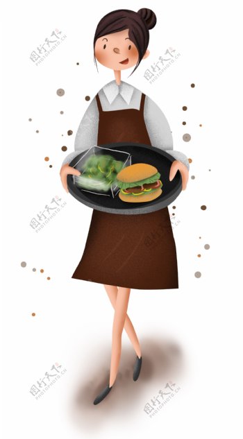 工作系列轻食餐厅女服务员