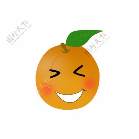 可爱水果橙子卡通笑脸设计元素