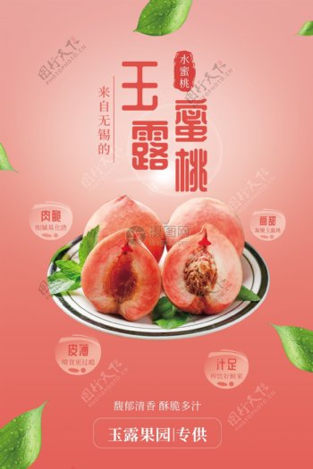 玉露蜜桃水果促销海报