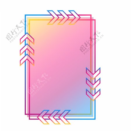 彩虹色长方形边框装饰素材可商用