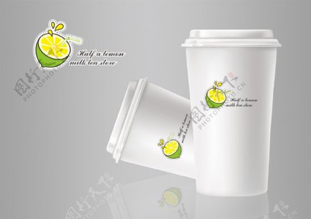 杯贴柠檬卡通logo