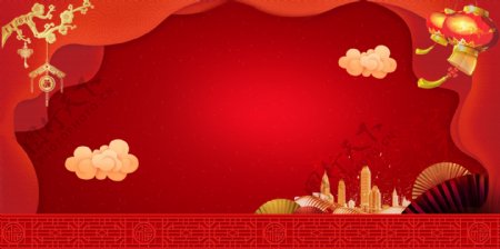 红金喜庆2019猪新年背景