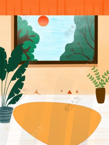 夏季室内盆栽背景设计