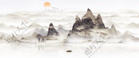 新中式大气水墨风山水装饰画