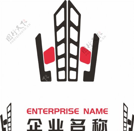 字母H变形红色房地产摄影企业服务logo