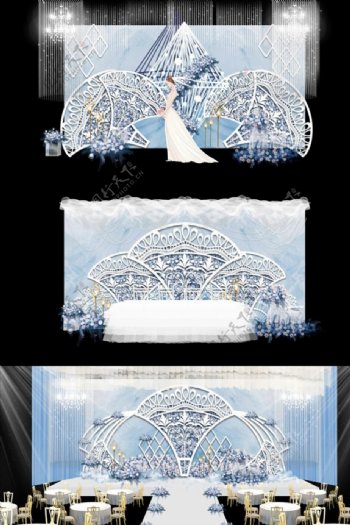 现代简约蓝色欧式婚礼布置效果图
