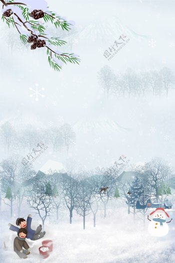 唯美浪漫冬季雪景广告设计