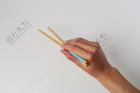 彩色日系碗筷手势