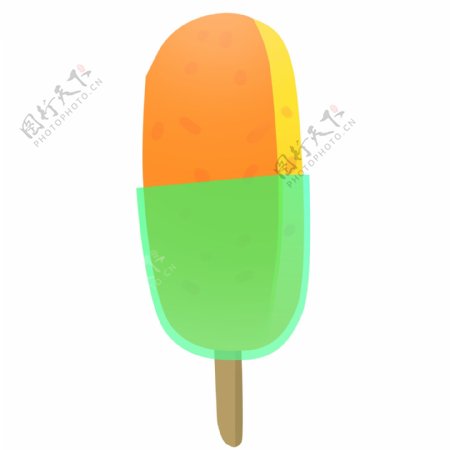 橙绿色冰淇淋插画