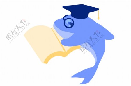 读书的海豚卡通动物