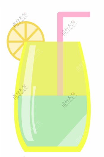 绿色卡通柠檬汁