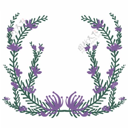 紫花花环装饰插画
