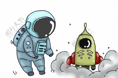 宇航员与火箭降落