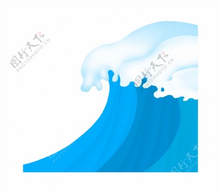 蓝色海浪白色浪花夏季海边度假免抠png