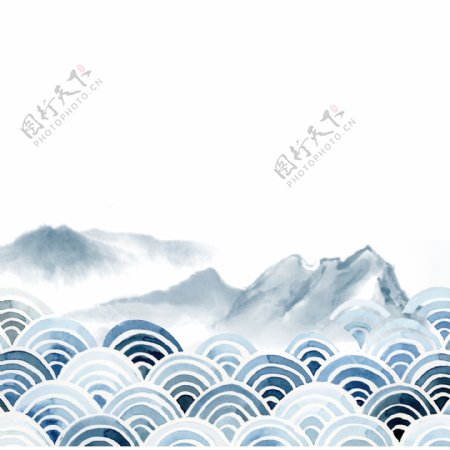 中国传统祥云和山坡免抠图