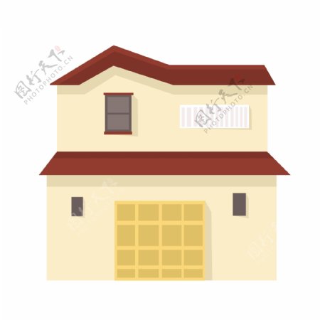 米黄色建筑房屋插画