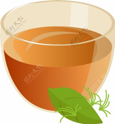 绿色茶叶和茶水插图