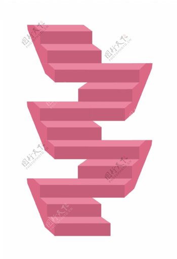 红色漂亮的楼梯插图