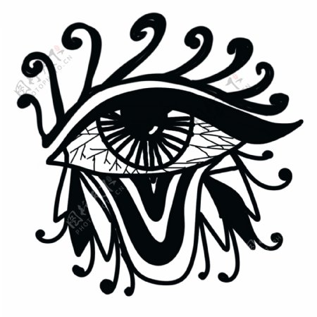 眼睛纹身装饰插画