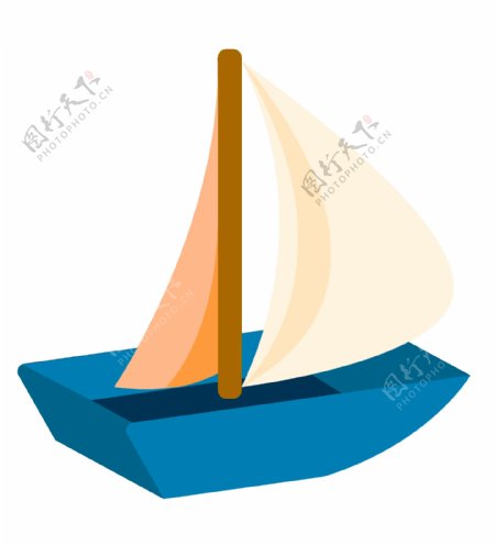 蓝色的帆船装饰插画