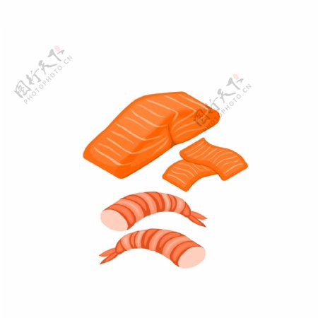 生鲜水产海鲜三文鱼虾矢量卡通