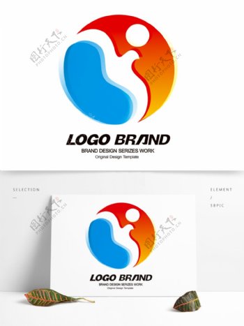 简约现代红蓝飞鸟公司标志LOGO设计