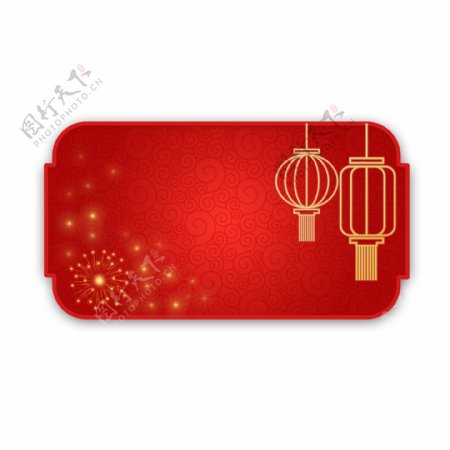 方形红色灯笼春节喜庆中国风边框