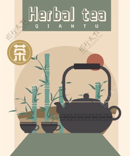 唯美复古小清新传统茶叶竹子零食包装