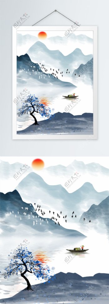 新中式水墨风格山水装饰画