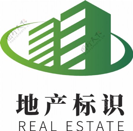 绿色简洁环保房地产企业logo模板