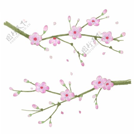手绘粉色卡通植物花卉花朵梅花