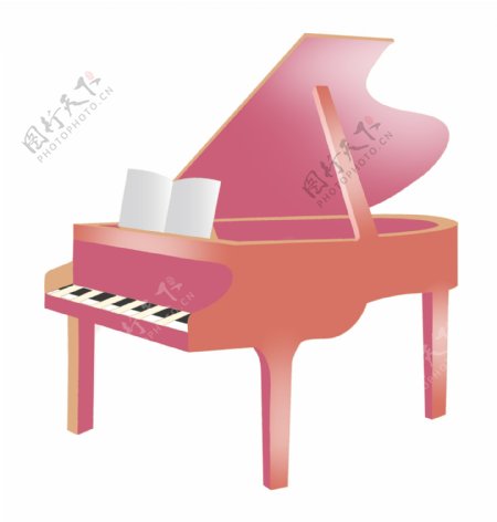 卡通暖粉色钢琴