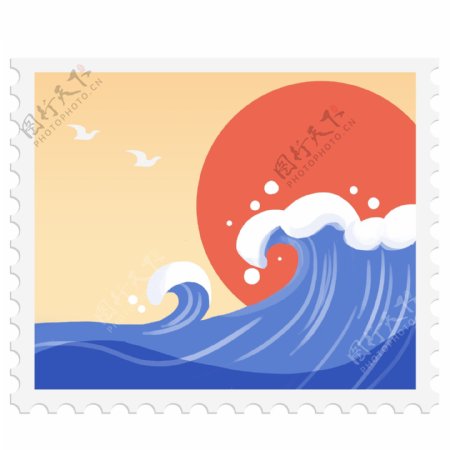 邮票海浪装饰