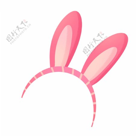 粉红色唯美可爱六一儿童节兔耳发箍
