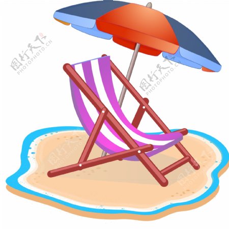 沙滩躺椅雨伞