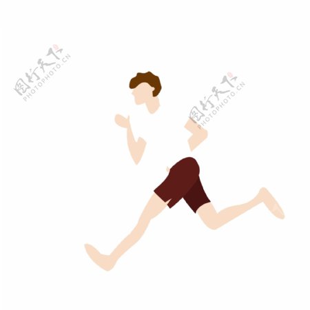 卡通简约跑步健身的男孩