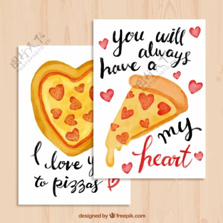 彩绘披萨爱心卡片