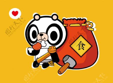 卡通熊猫插画卖萌宠物