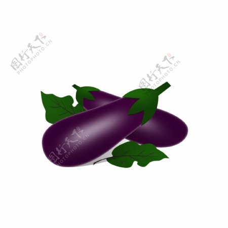 手绘卡通紫色蔬菜茄子矢量图